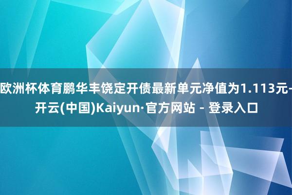 欧洲杯体育鹏华丰饶定开债最新单元净值为1.113元-开云(中国)Kaiyun·官方网站 - 登录入口