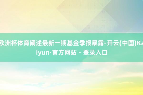 欧洲杯体育阐述最新一期基金季报暴露-开云(中国)Kaiyun·官方网站 - 登录入口