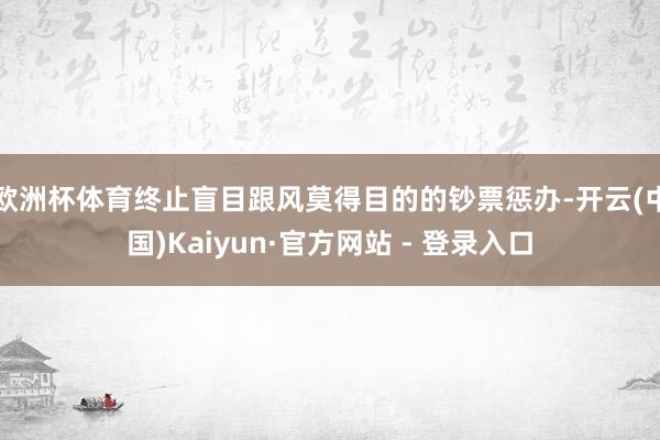 欧洲杯体育终止盲目跟风莫得目的的钞票惩办-开云(中国)Kaiyun·官方网站 - 登录入口